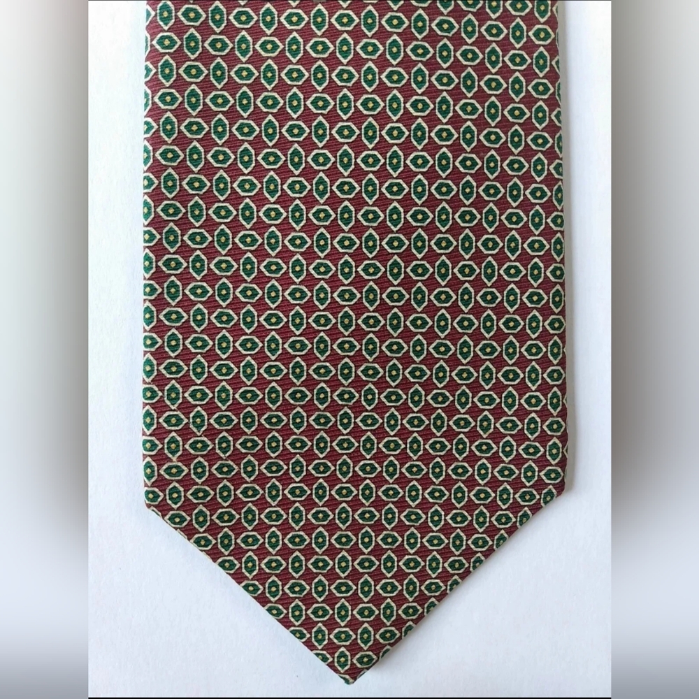 Vintage 90s Polo Ralph Lauren Neck Tie brown green 100% Silk preppy print